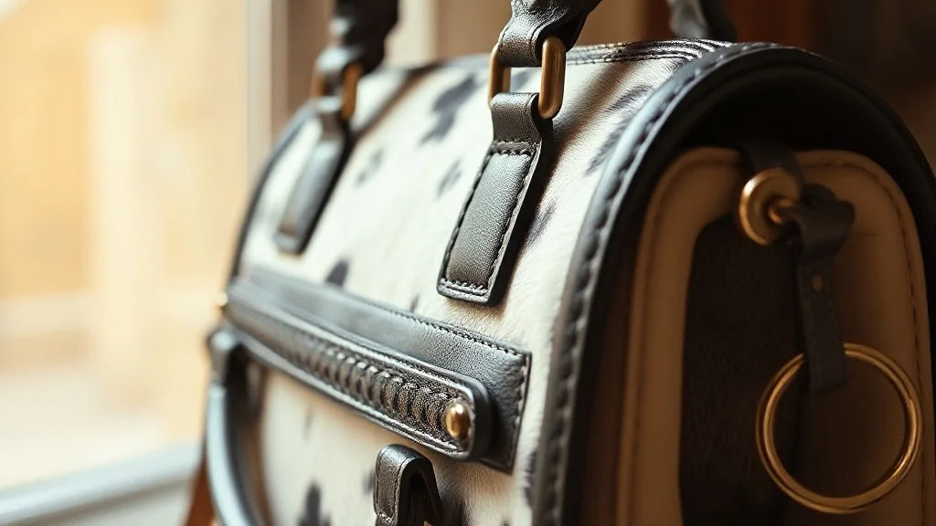 Sac de maroquinerie de luxe en cuir, détail des coutures main et de la quincaillerie