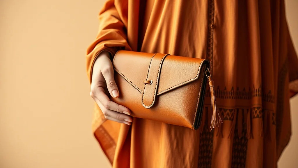 Pochette en cuir elegante tenue par une invitee en caftan lors d un mariage marocain